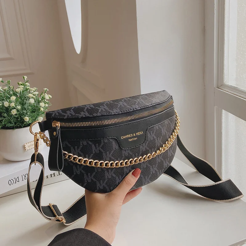 Knitted PU Leather Waist Bags For Women Weaving Design Fanny Pack Thick  Chain Female Waist Pack Wide Strap Crossbody Chest Bag - AliExpress