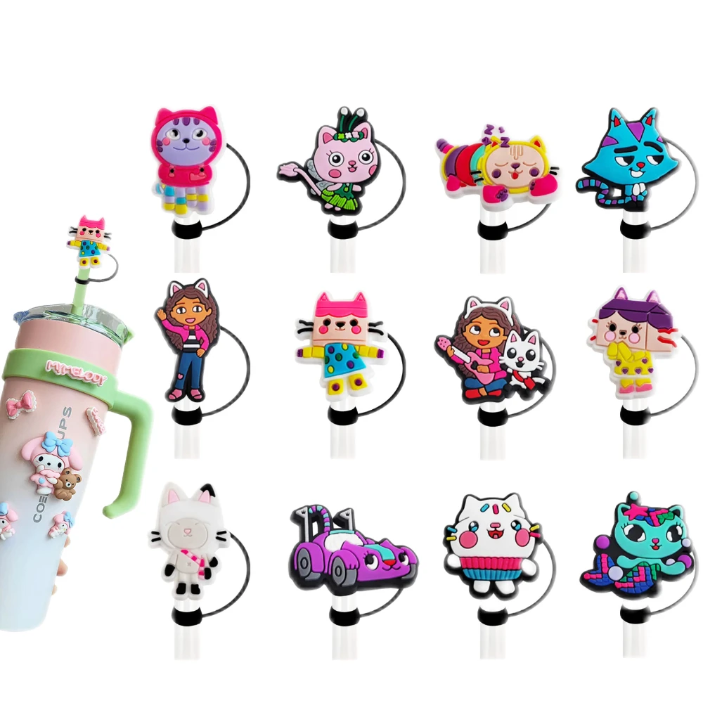 

1pcs Cute Girl Cartoon reusable 8MM silicagel straw cap, airtight and dustproof, splashproof straw cover for
