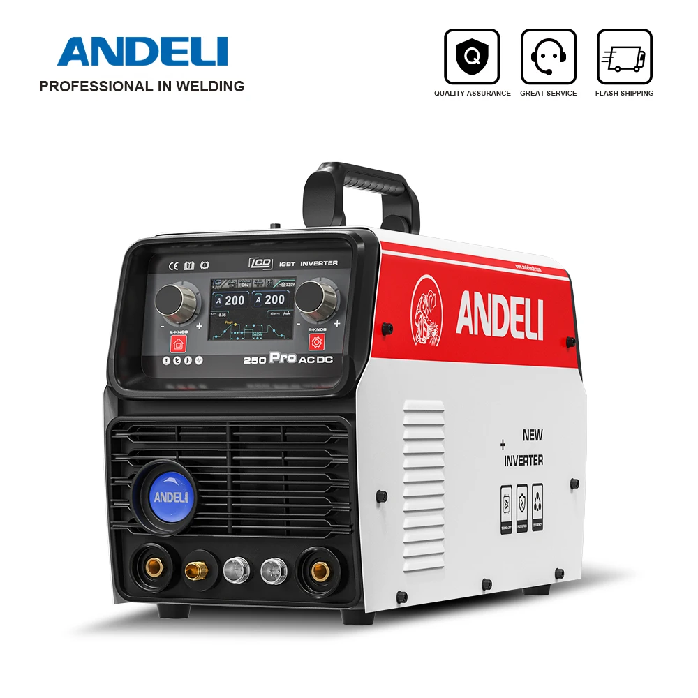 ANDELI Soldador Tig Ac/Dc,Soldador Tig de aluminio 110V/220V 200AMP,Stick  Tig Cold Multiprocess Tig Welding,Máquina de soldadura de arco Protable