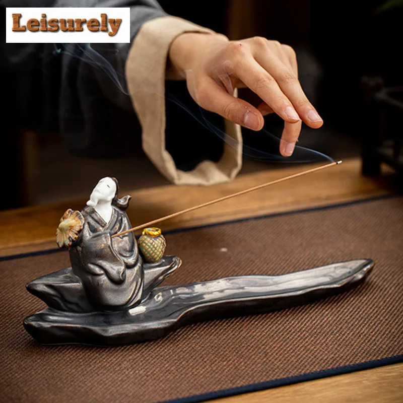 Fishing Man Incense Holder Boutique Mist Smoking Steamers Incense Burners Consecrate Censer Teaware Accessories Decoration Gift
