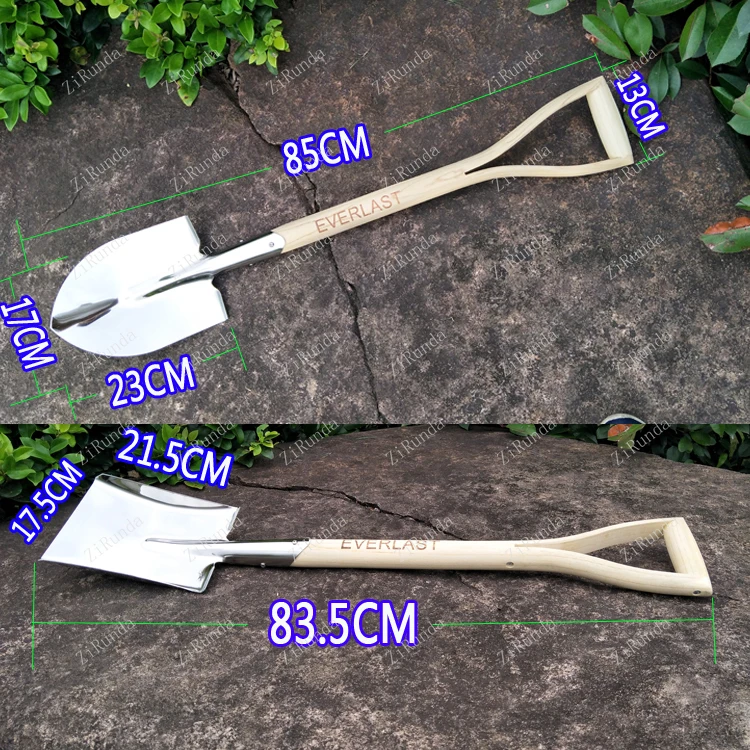 *Stainless steel shovel pointed square head shovel strong and durable vegetable growing household garden