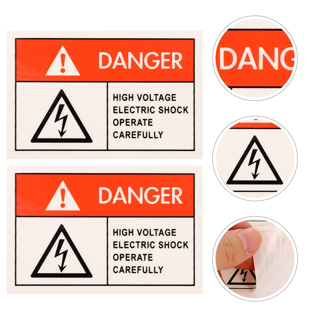 

8 Pcs Anti-electric Shock Label Warning Sign High Voltage for Emblems Shocks Labels Caution Pet Film Danger