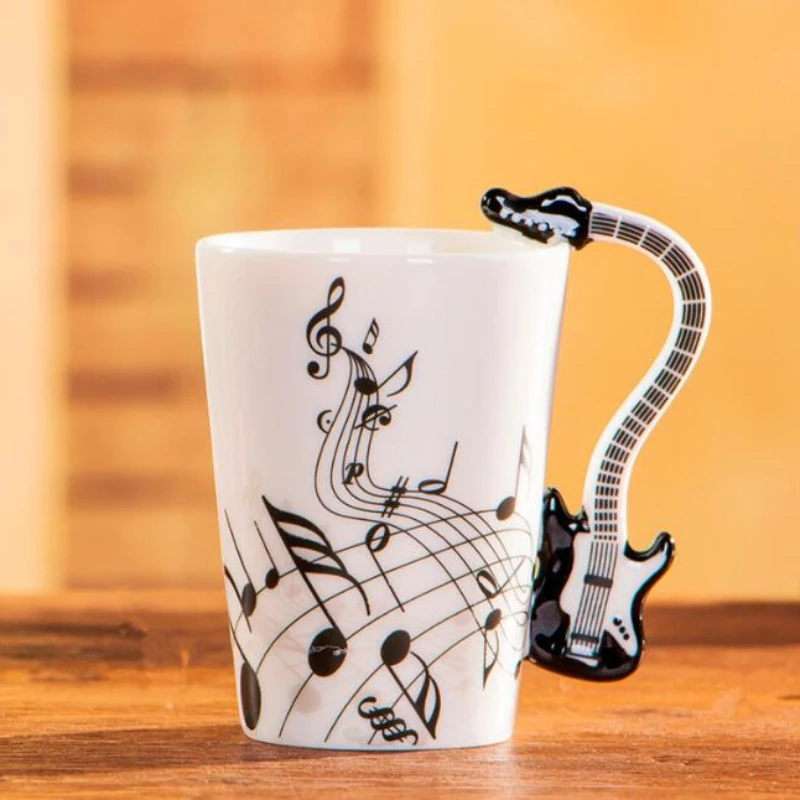 240ml Creative Music Ceramic Mug Guitar Violin Style Cute Coffee Tea Milk Stave Mugs And Cups with Handle Novelty Gifts