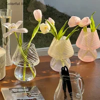 Glass Cute Mushroom Table Lamp Small Vase Flower Arranger Dining Table Top INS Style Ornaments Flower Vase Vintage Home Decor 2