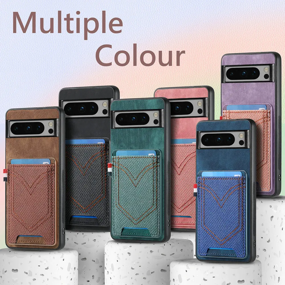 Leather Card Holder Case with Magnetic Car Mount and Shockproof Protection