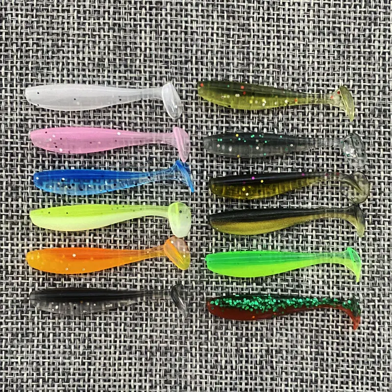 10Pcs Micro Jig Fishing Lures T-tail Soft Worm Microjig Lures