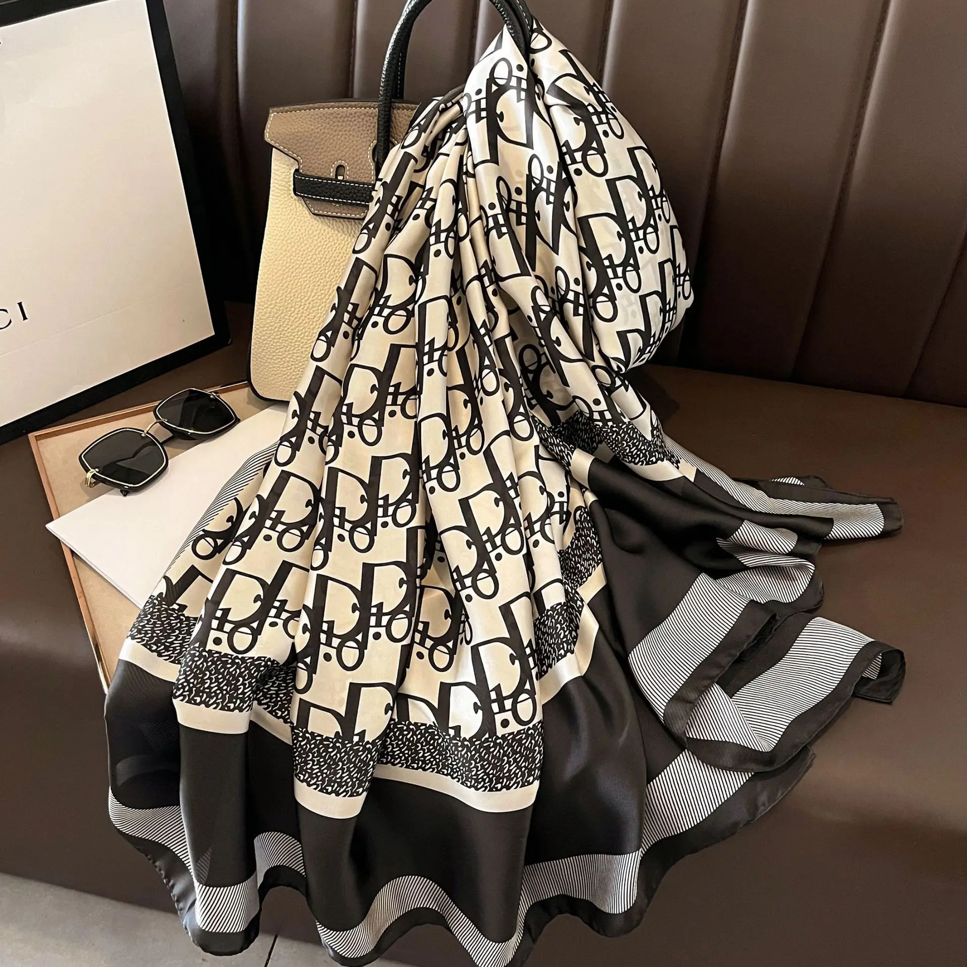 Silk Scarf Printed Scarf Women Scarves 1 Pcs 180x90 Cm