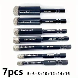 Hexagonal Shank Diamond Tile Drill Bit for Ceramic, Marble, and Granite (7 pcs (5 -16mm))