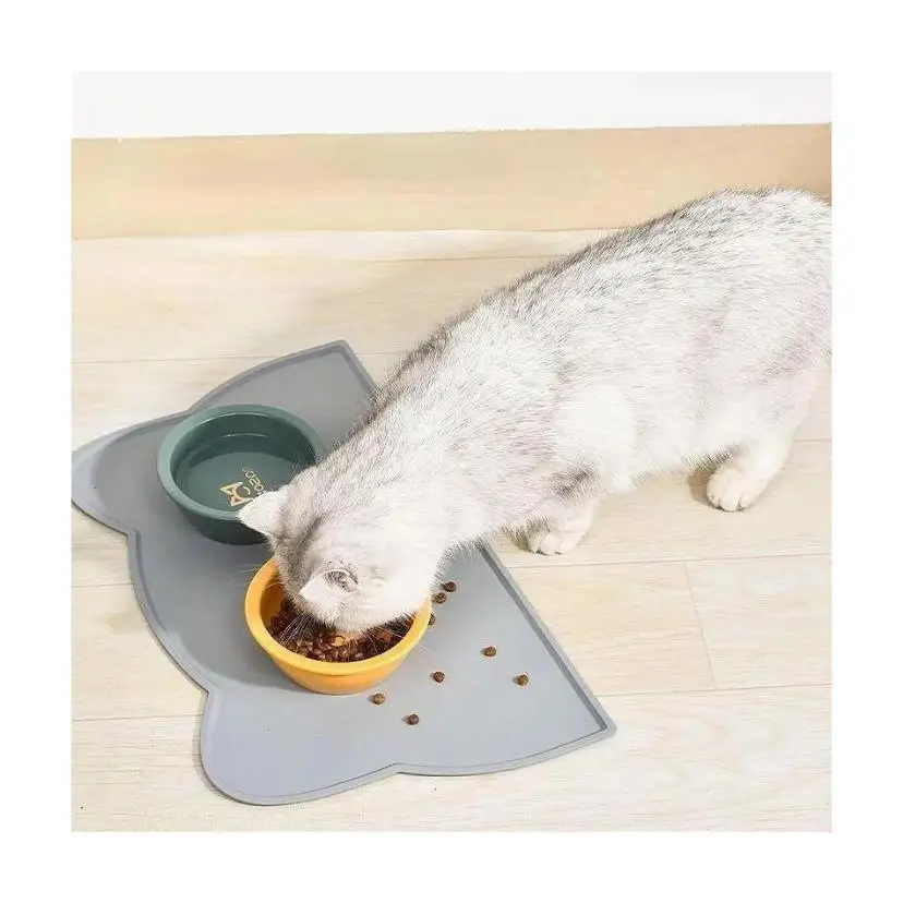 1 Pcs Cat And Dog Meal Mat Pet Silicone Mat Cat Head Type Easy To Clean Anti Overflow Waterproof And Anti Slip Mat