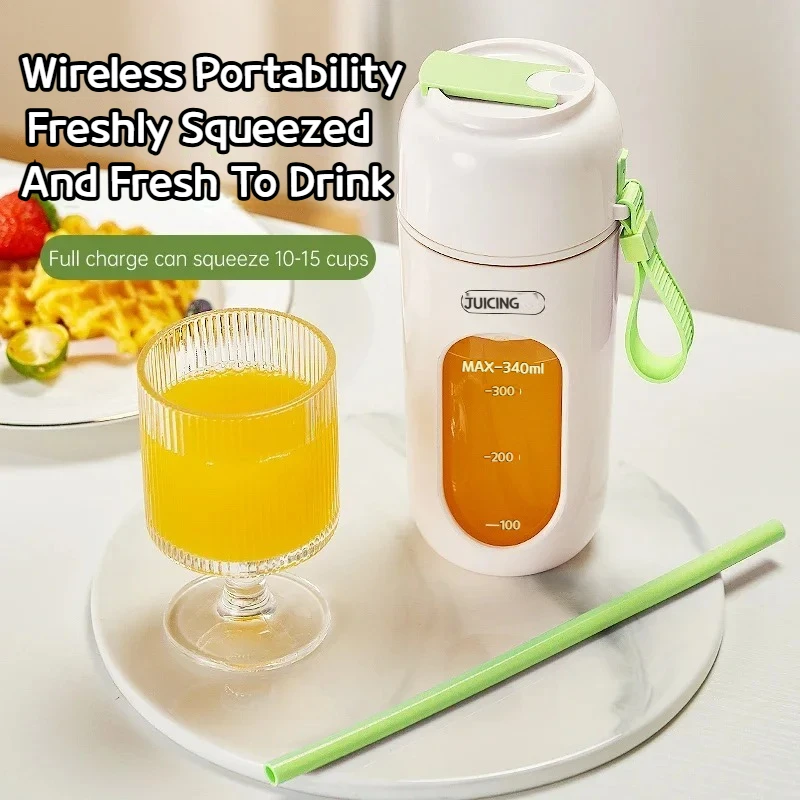 12-Blade Stainless Steel Electric Juicer Cup, Portable Blender for Smoothies, Ice, and Juices with Wireless Charging Feature