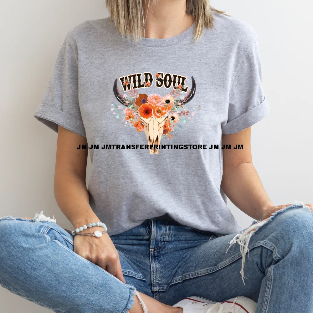 Western Design Howdy Cowgirl Cowboy Thermo Sticker Applique Wild Soul Iron-On Transfer Patches Ready To Press For T-shirt