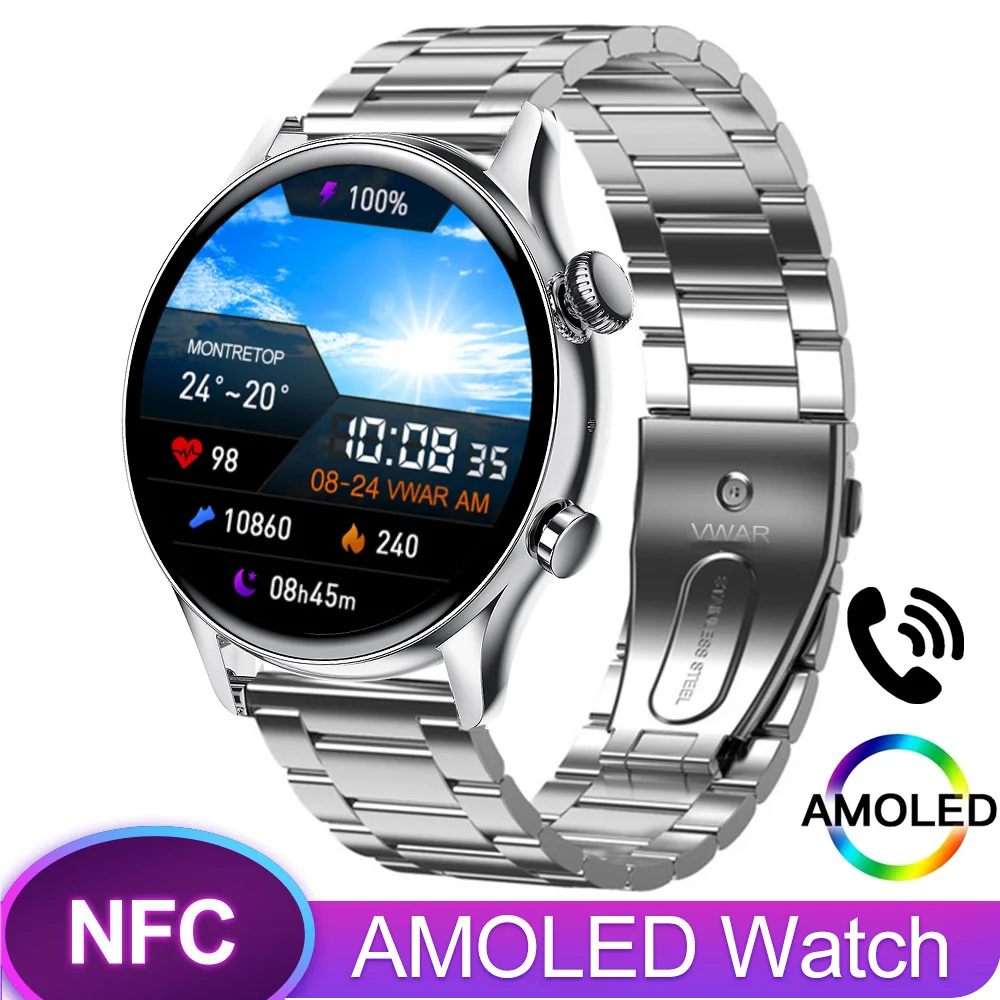 2022 NFC Smartwatch AMOLED Always On Display Bluetooth Call Men Smart 