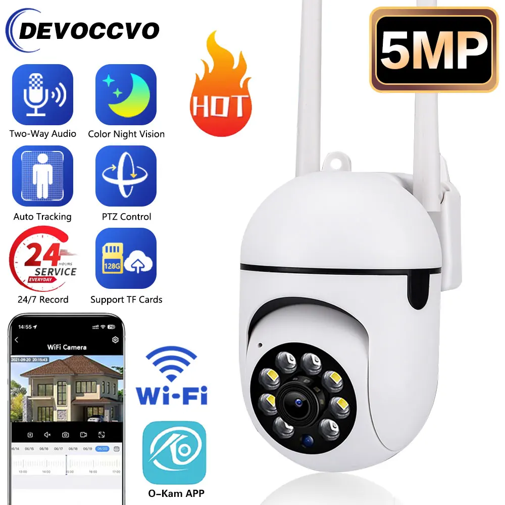 Wifi 5MP Mini Surveillance Camera Indoor 8X Digital Zoom AI Human Detect Full Color Night Vision Wireless Cameras Smart Home Cam