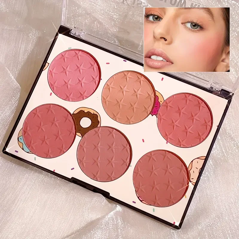 6-color blush palette, matte effect, natural long-lasting, high pigment, daily multi-color makeup set 5