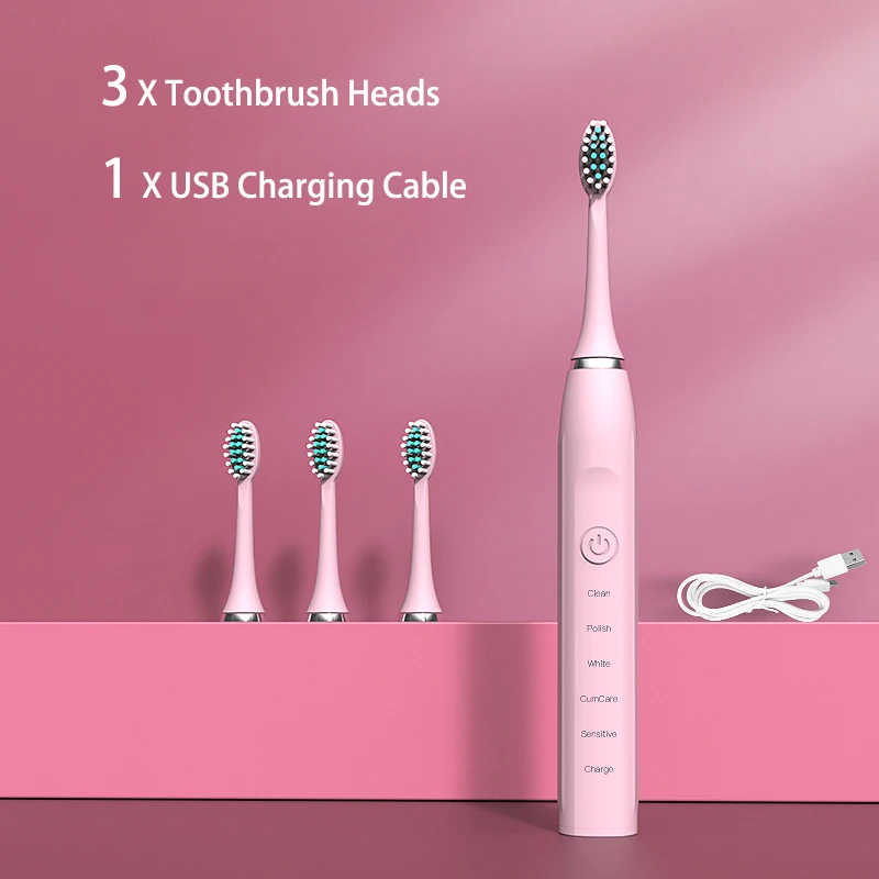 Electric Toothbrush 5 Modes Sonic Electric Toothbrush USB Charger Rechargeable IPX7 Waterproof Smart Timer Clean and whiten Teeth Ultrasonic Oral