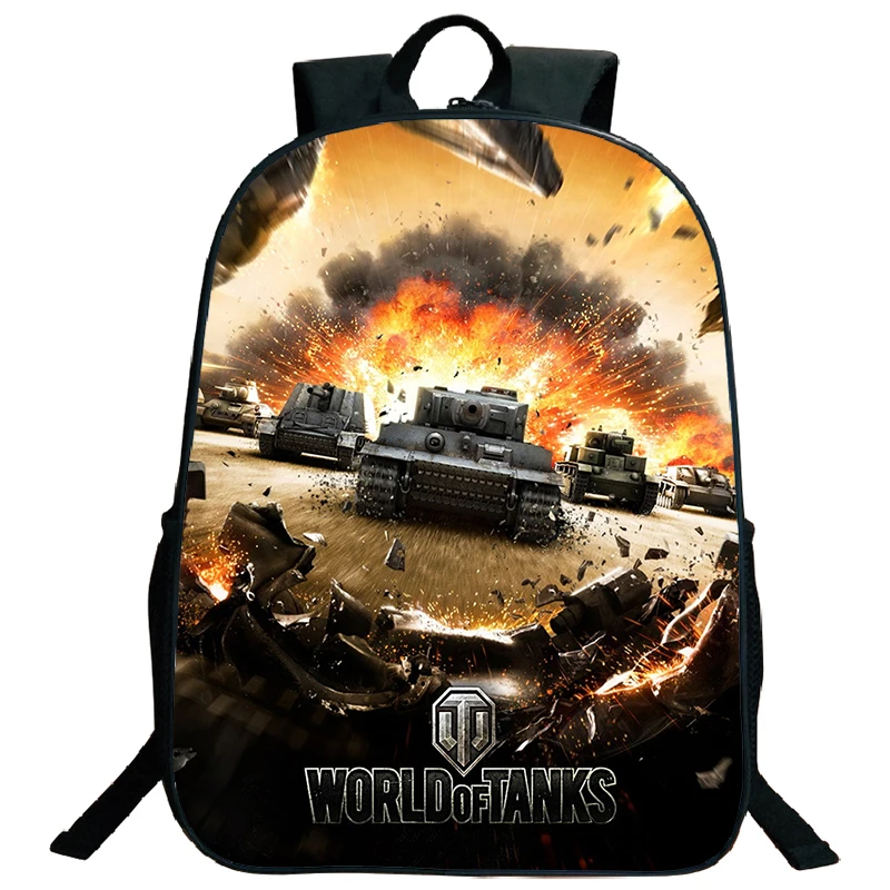 

Рюкзак с принтом «World of Tanks» для мальчиков-подростков, школьный ранец 16 дюймов с объемными играми аниме «Война грома», большой портфель для книг