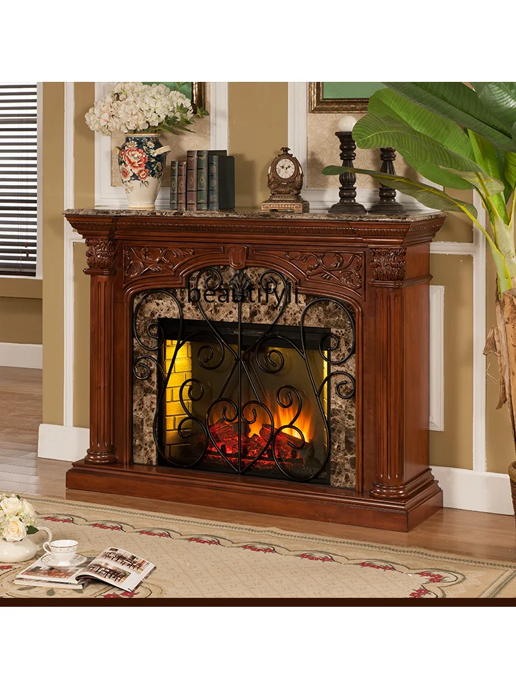 Fireplace American Pastoral Solid Wood Fireplace Mantel Fake Fire Heating  Hallway Fireplace Carved Stove Cabinet Curio Cabinet - AliExpress
