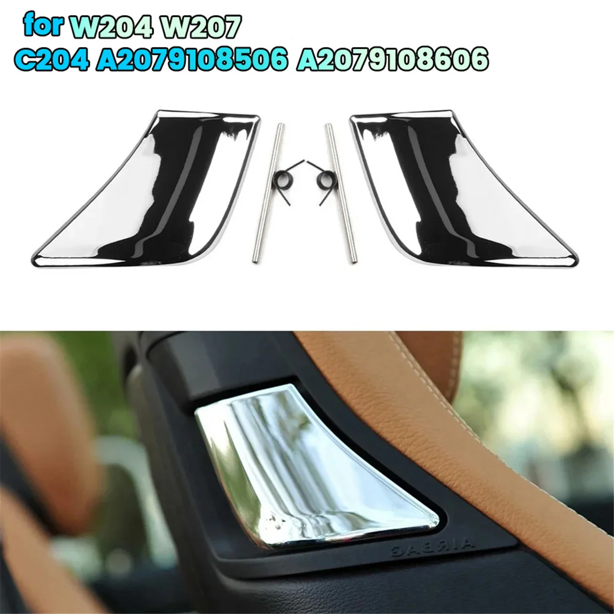 1Pair Front Seat Adjust Lock Backrest Handle Switch Chrome for Mercedes-Benz W204 W207 C204 A2079108506 A2079108606 B