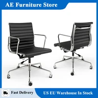 Mid Back Classic Genuine Leather Office Chair Ergonomic Office Chair Adjustable Swivel Leather Computer Desk Gaming Chair 1