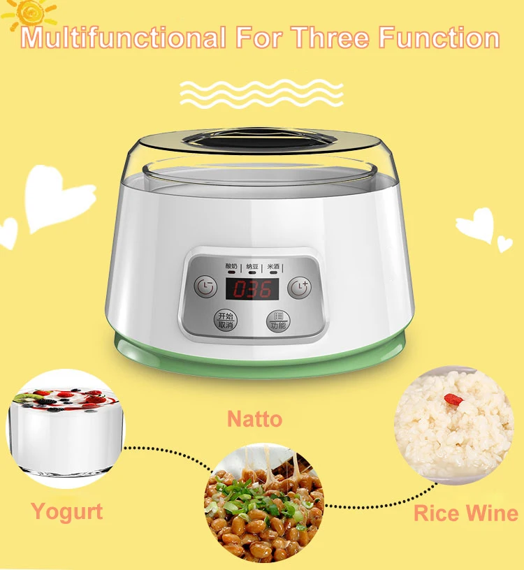 Description Picture 2 of item1.3L Automatic Yogurt Machine Constant Temperature Fermentation Rice Wine Machine Natto Machine Glass Liner 3 in 1 Yogurt Maker