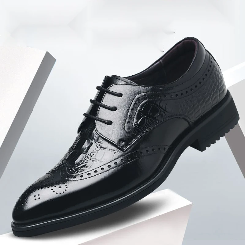 【Oberste Schicht Rindsleder】 Peter Herren-Business-Anzug aus echtem Leder, Blockgeschnitzt, große Herrenschuhe, klein_voghion.com