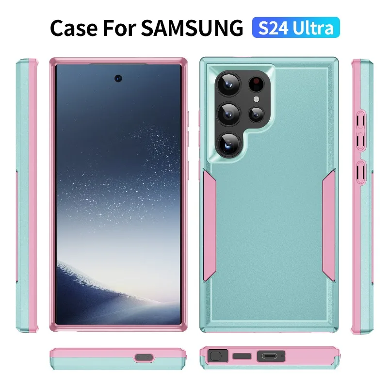 Coque de téléphone portable antichoc de luxe en TPU + PC souple et rigide avec double protection pour Samsung S24 23 22 21Ultra_voghion.com
