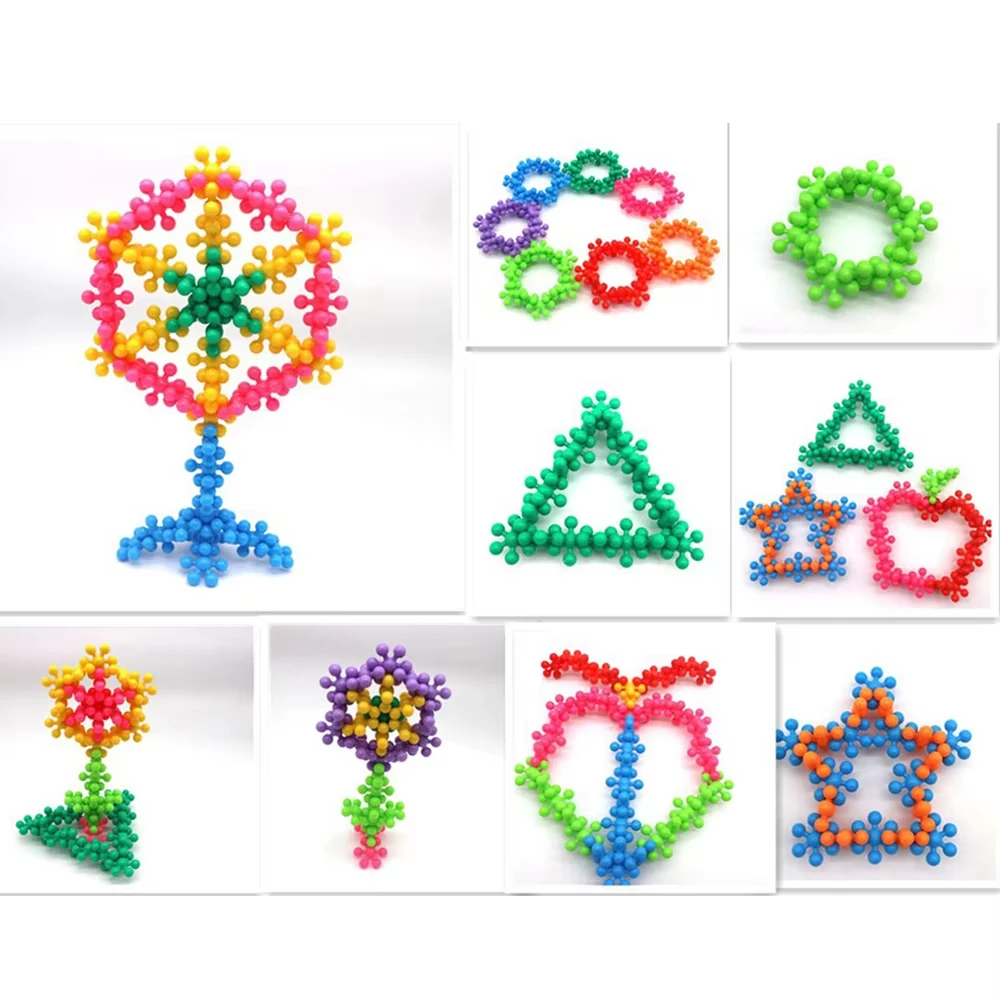 Children Colorful Plastic Plum Blossom Building Blocks Fun Assembled Snowflake Pieces Insert Enlightenment Early Education Toys