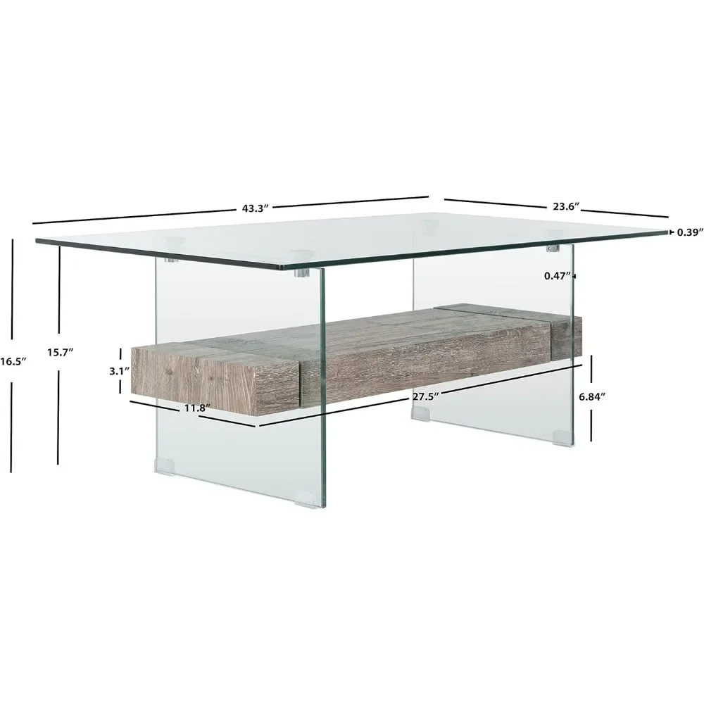 Safavieh Home Kayley Grey Oak and Glass Coffee Table 3