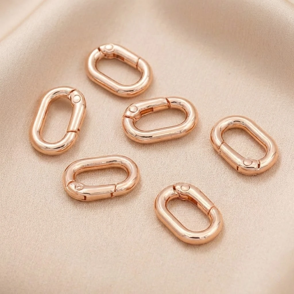 5 Stück 18K Gold Ovaler Karabinerverschluss Halsketten-Verschlüsse Federring Perlenverbinder Verschluss für DIY Schmuck Armband Herstellung – Detail 3