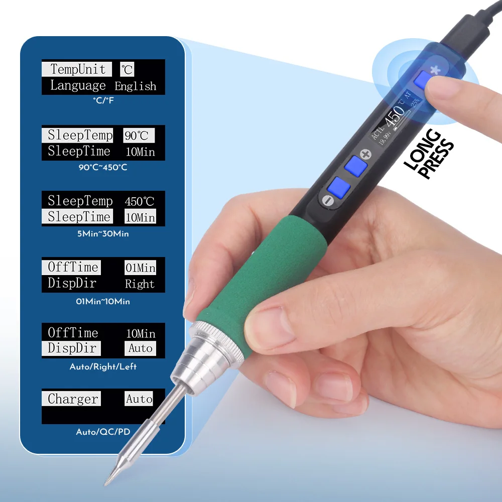 Multifunkční zobrazení funkcí pájecího pera