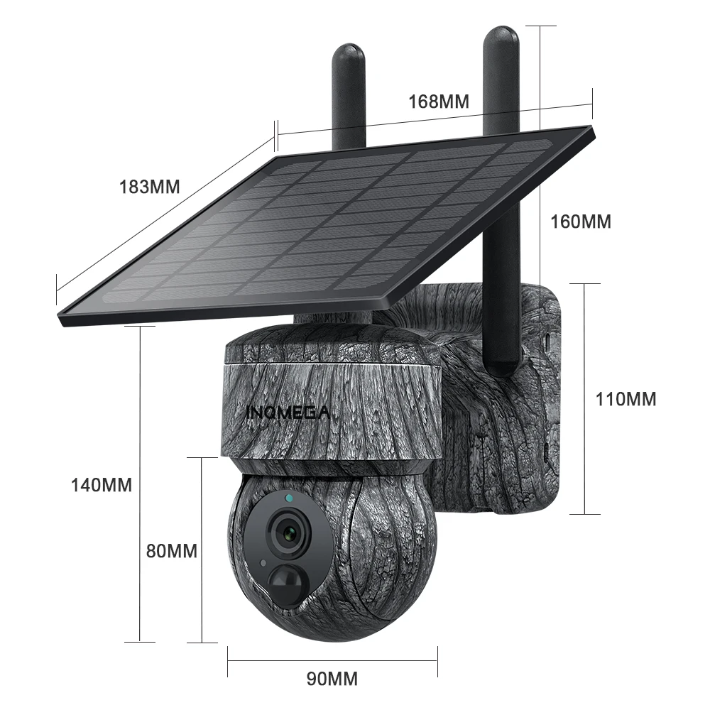 INQMEGA 2K 4MP WIFI Solar Camera 4G SIM Solar Camera PIR Motion Detection Outdoor Battery Solar Security Camera CCTV Color IR Ca