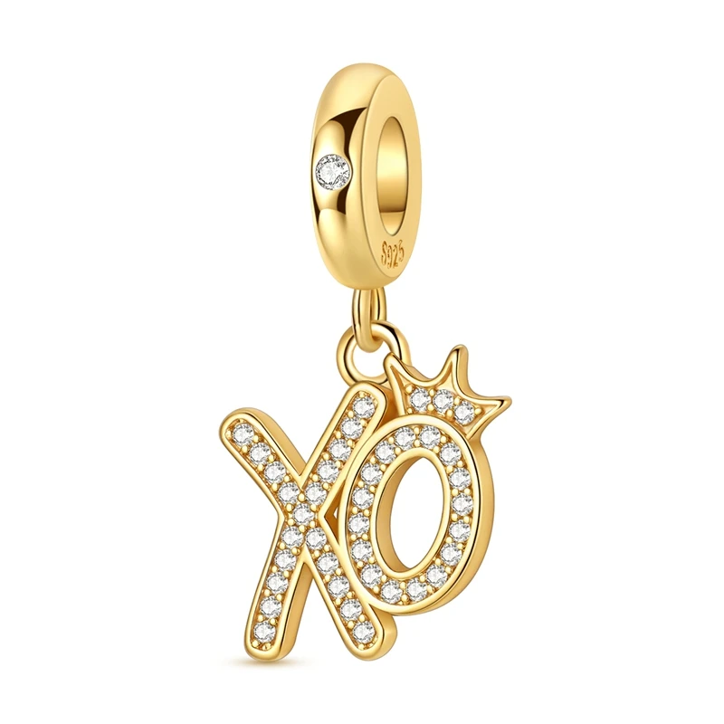 925er Sterlingsilber Gold-Serie Charms Flugzeug Pferd Welpe Elefant Perlen Anhänger passend für Originalarmband DIY Schmuck Geschenk für Frauen – Detail 30