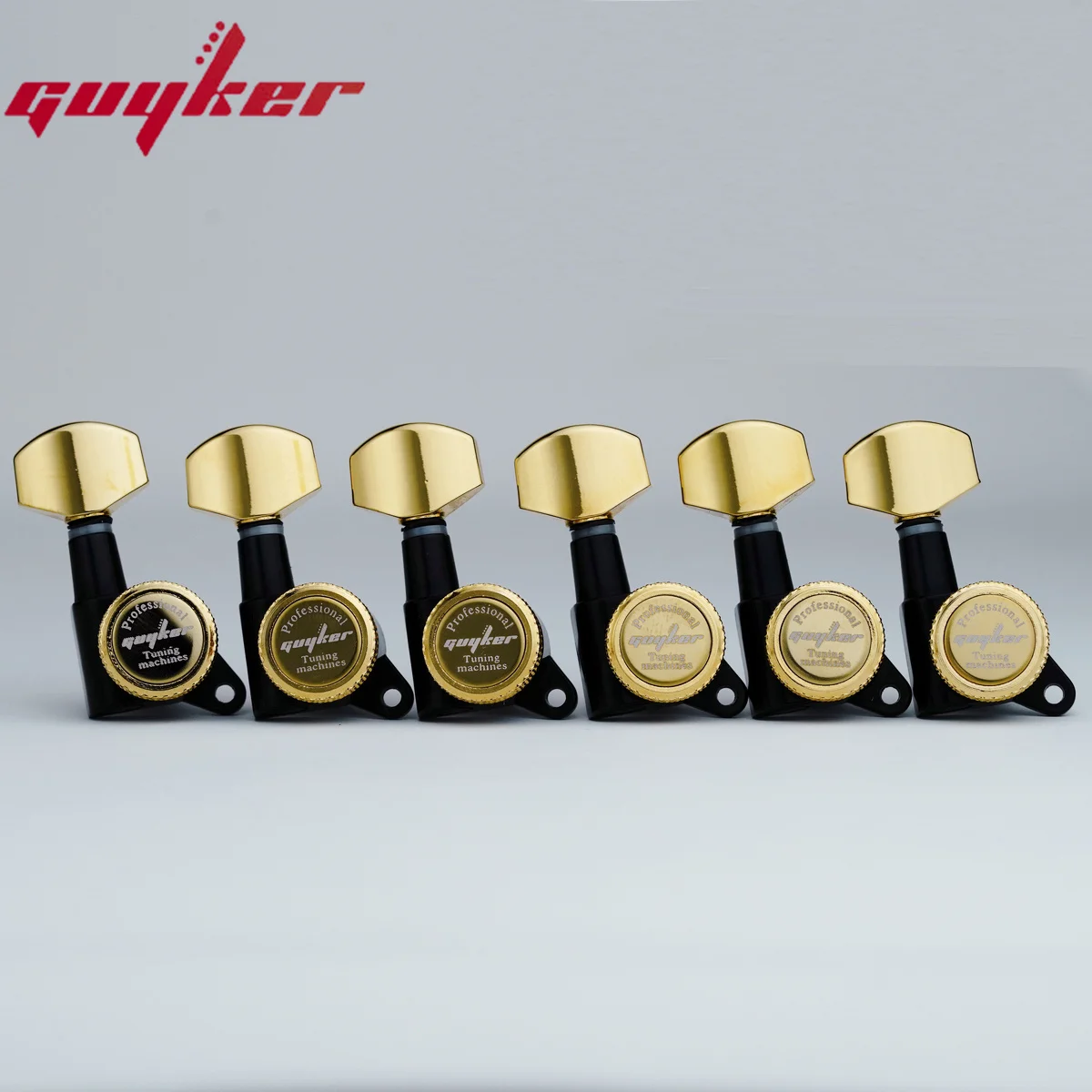 Guyker Guitar Locking Tuners - 1:18 Lock String Tuning Pegs, Black & Gold Finish