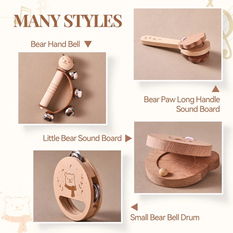 Musical Instruments For Baby 1-3 Year Montessori Children Wooden Toys Musical Game Interactive Toy Toddler Educational Toy Gift 4