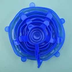 Reusable Silicone Stretch Lids - Airtight Food Storage Covers for Kitchen and Refrigerator (Blue Round)