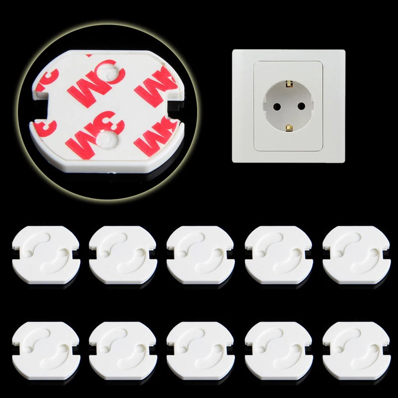 10pcs Baby Safety Rotate Cover 2 Hole Round European Standard Electric Protection Children Socket Plastic Security Locks