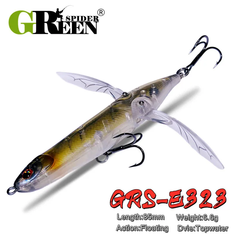 GREENSPIDER New Popper Topwater Dragonfly Lure 85mm 6.6g Floating