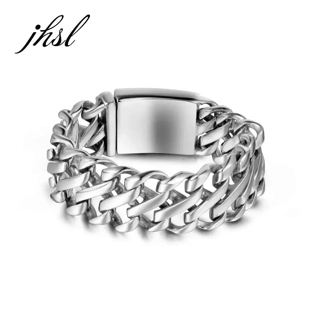

Large Size 112g 25mm in Width Stainless Steel Men Big Bracelets Bangles Male Silver Color Fashion Male Jewelry Father Gift
