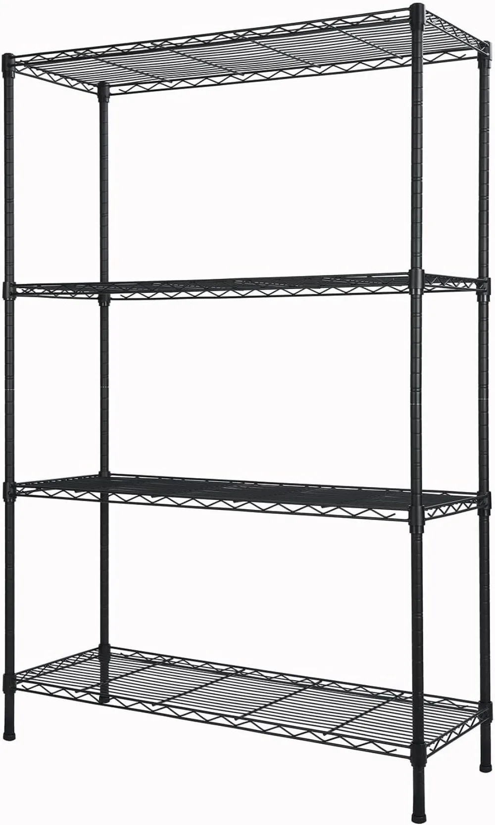 

4-Shelf Adjustable Heavy Duty Storage Shelving Unit, Metal Organizer Wire Rack for Laundry Bathroom Kitchen Pantry Closet, Black