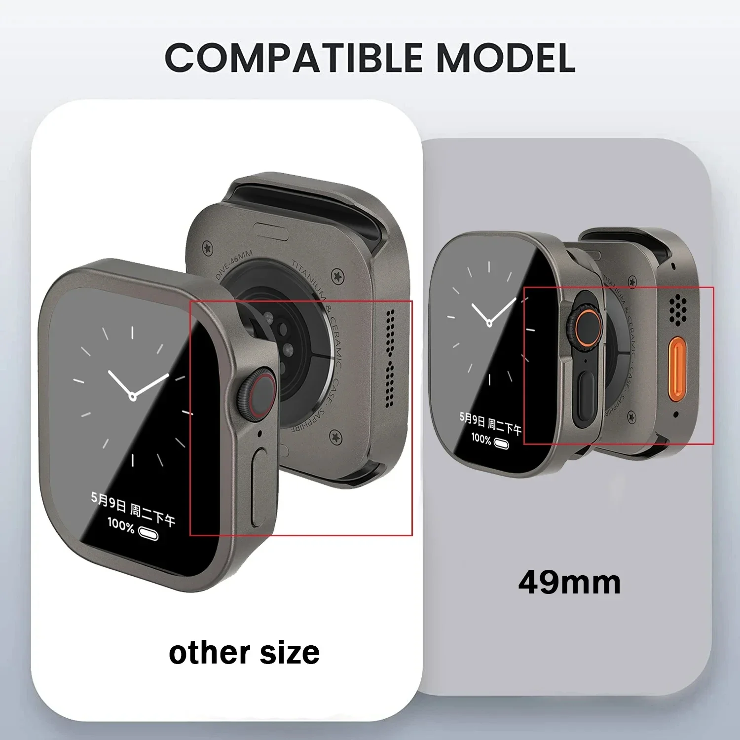 Premium Metal Full Coverage Waterproof Aluminum Alloy Watch Case