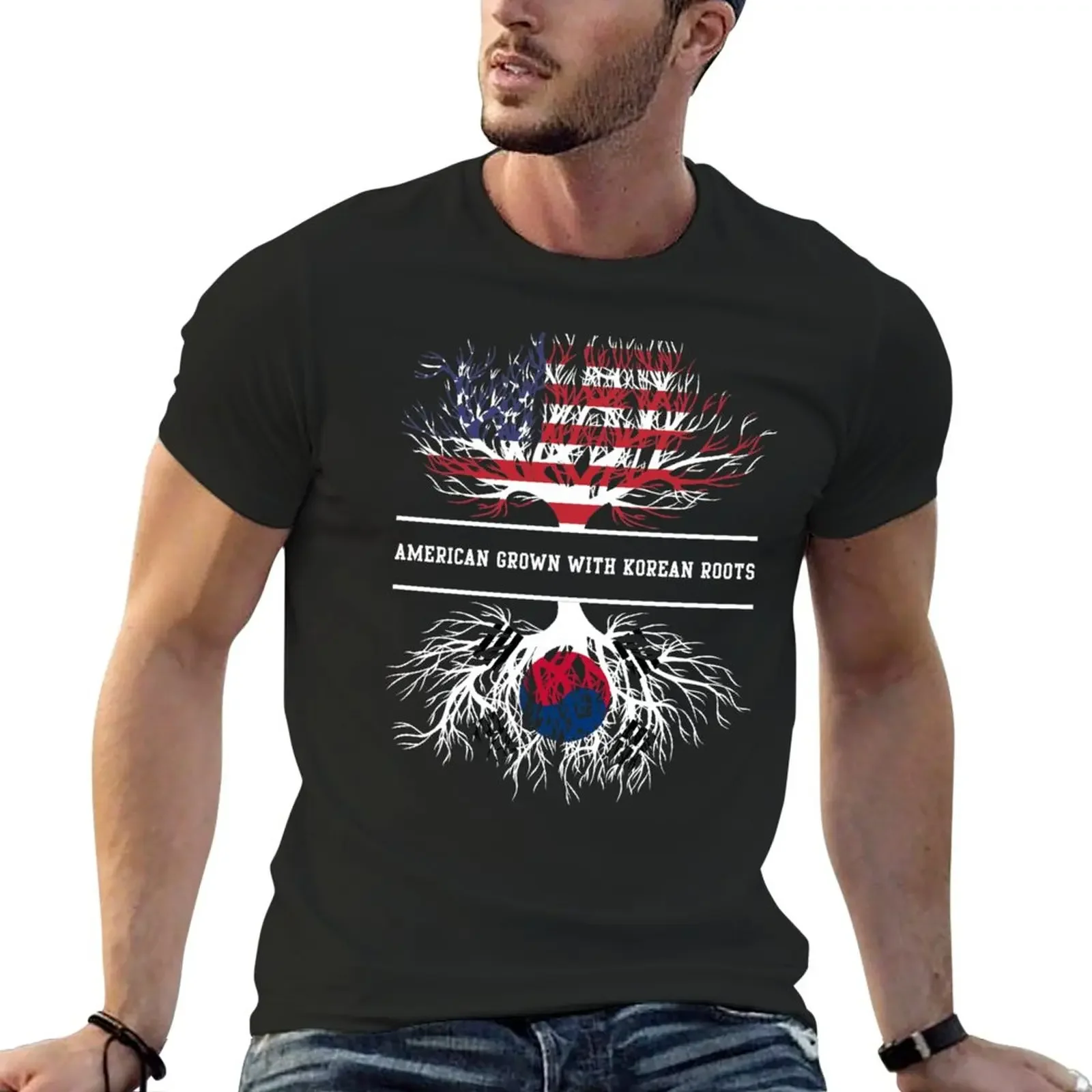 

American Grown With Korean Roots South Korea T-Shirt boys animal print korean fashion new edition t shirts for men graphic