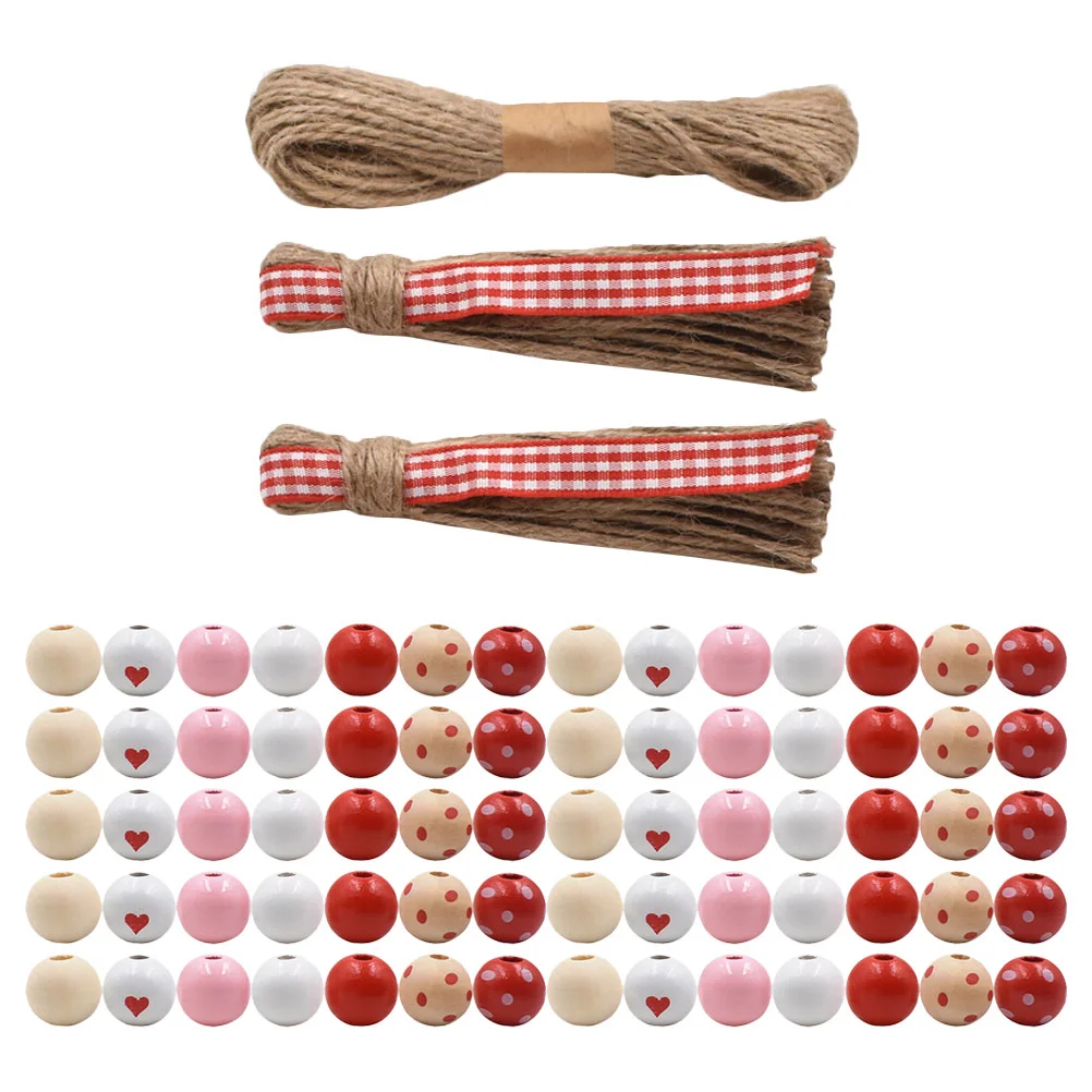 

1 Set Unfinished Wooden Loose Beads Valentine's Day Crafts Making Beads