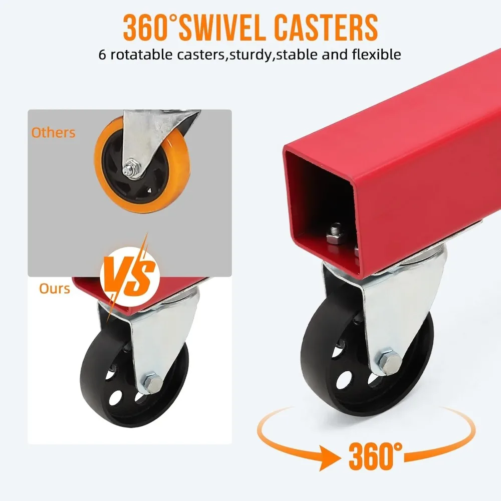 2 Ton Hydraulic Engine Hoist with Folding Design, 4000 LBS Capacity, 6 Wheels & Telescopic Boom