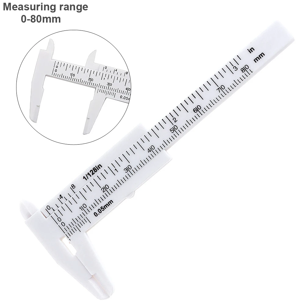

Vernier Calipers 0-80mm Double Scale White Plastic Vernier Caliper with Measurement Tool for Students / Antique Measurement
