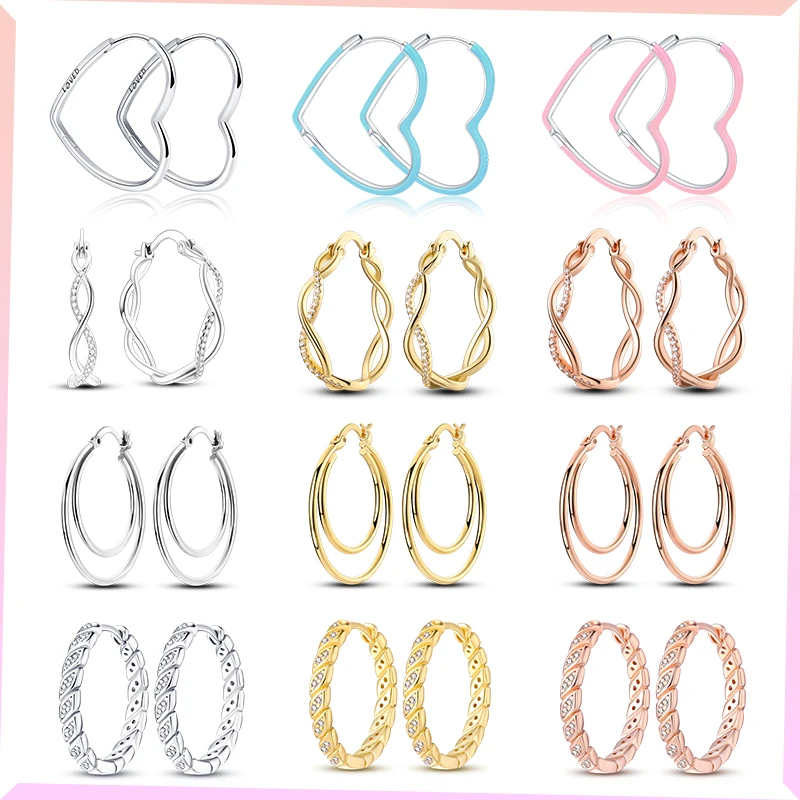 

2023 Earrings 925 Sterling Silver Women's Earrings Fashion Gift For Women Glitter Paving The Way CZ U Heart Star Moon Earrings