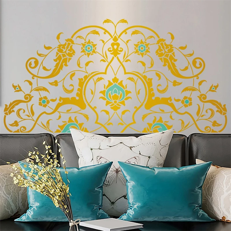 Produktbild von Lotus Mandala Blumen Wandaufkleber – Abnehmbar, 33x57 Cm, Schwarz, Für Yoga Studio & Wohnzimmer