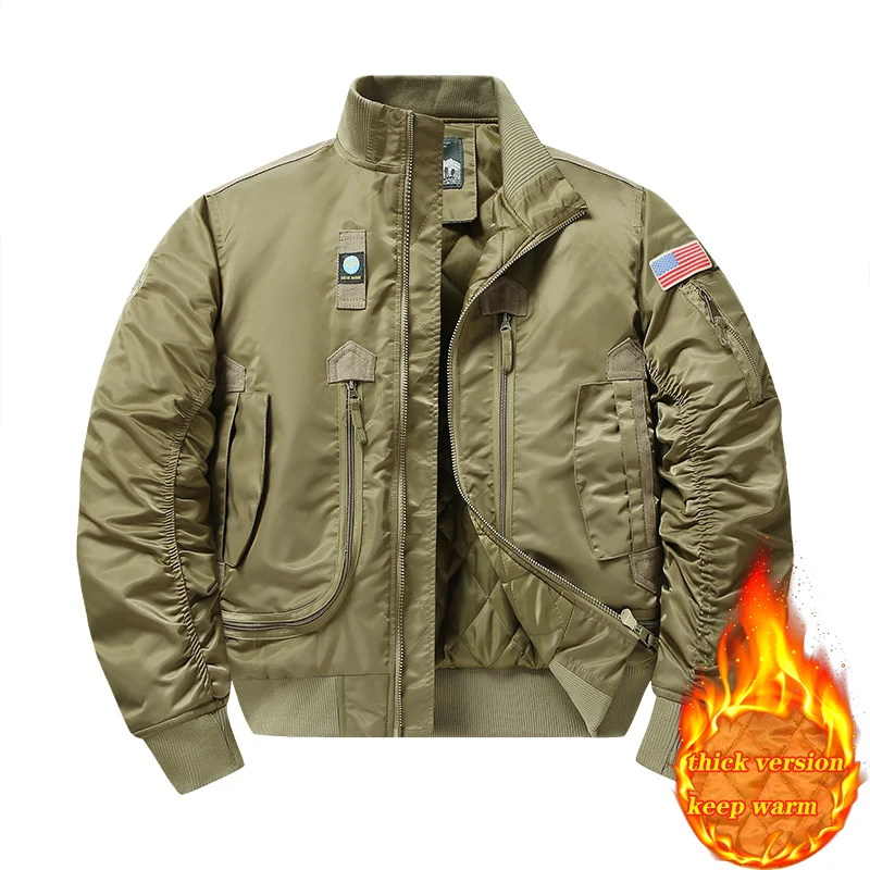 MA-1 American pilot cotton jacket men's autumn and winter thick warm baseball jacket fashion men's military fan