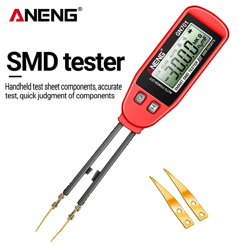 Mini LCR SMD ESR Tester Smart tweezer Resistance ANENG GN701 Capacitance Continuity Diode test meter Multimeter measurement test