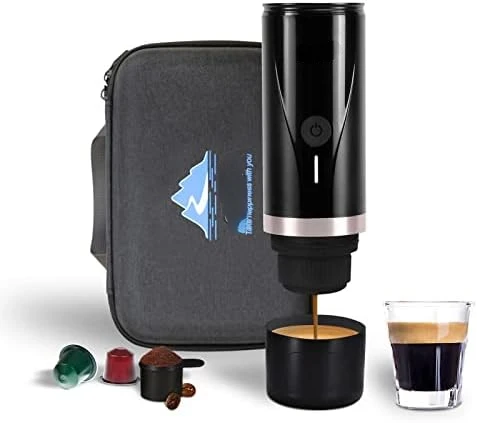 

Portable Mini Espresso Machine, 12V/24V Rechargeable Car Coffee Maker with Self-Heating, 20 Pressure Compatible with NS Pods &a