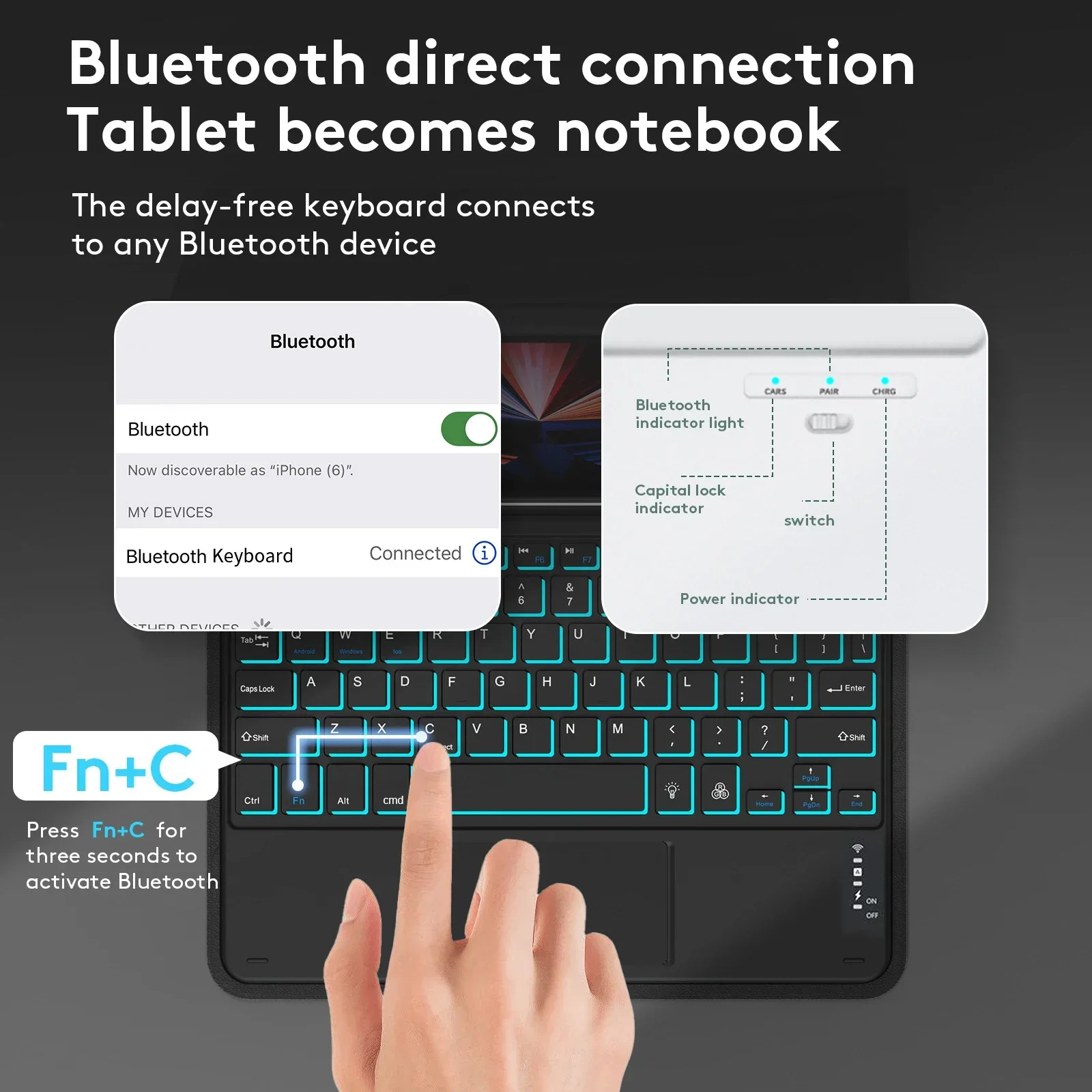 Detachable Bluetooth Keyboard Case with Protective Cover